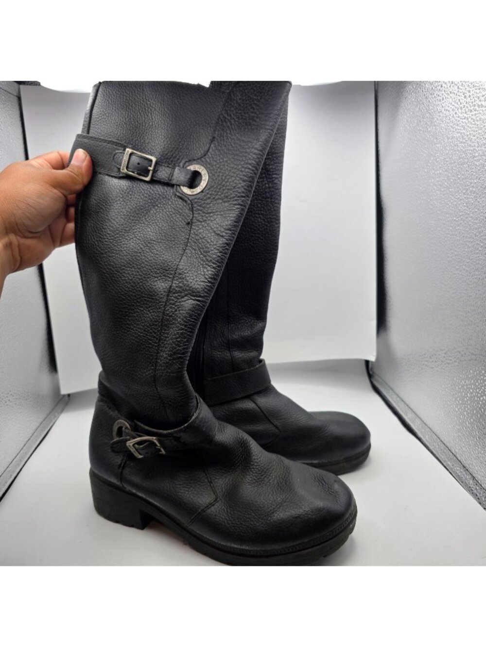 Harley Davidson Sedona Womens 9.5 Black Leather Tall Riding Boots 85080 Moto